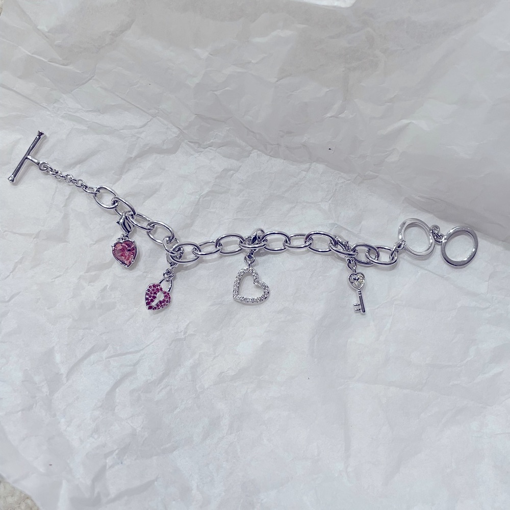 Swarovski bracelet with heart, lock and key